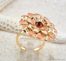 韩版蘑菇小饰品 真金电镀的持久魅力，环保花朵戒指点亮日常